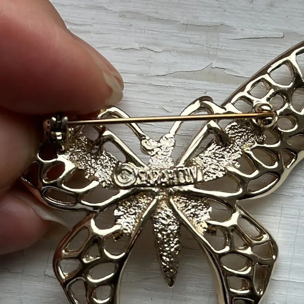 Vintage Sarah Coventry gold‎ tone butterfly brooch/pin